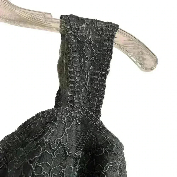 Mori Lee Dark Gray Lace Evening Gown Size 10 Sleeveless V-Neck Short Dress - Picture 5 of 16